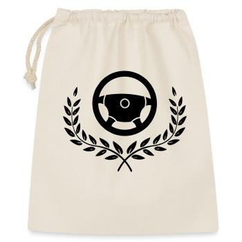 Car steering wheel in laurel wreath - Gift Bag 40 x 50 cm - nature - Front