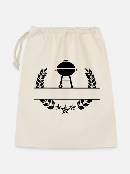 BBQ Monogramm Lorbeerkranz - Geschenkbeutel aus Baumwolle (40 x 50 cm) - Natur