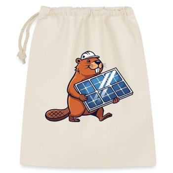 Biber Installateur Solarmodul Ingenieur Cartoon - Geschenkbeutel aus Baumwolle (40 x 50 cm) - Natur - Vorne
