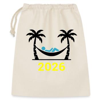 Hängematte Palmen 2026 - Geschenkbeutel aus Baumwolle (40 x 50 cm) - Natur - Vorne