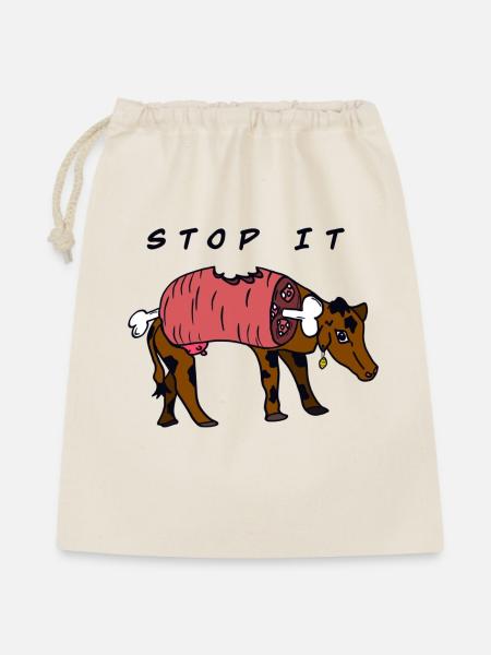 Stop IT COW - Geschenkbeutel aus Baumwolle (40 x 50 cm) - Natur