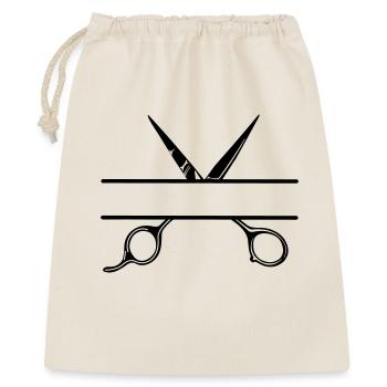 Texte bannière logo coiffeur ouvrir ciseaux - Sac cadeau 40 x 50 cm - nature - Devant