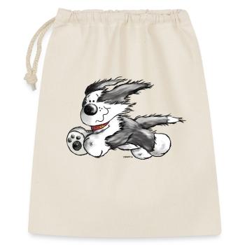 Beardie Power - Bearded Collie - Hund - Geschenkbeutel aus Baumwolle (40 x 50 cm) - Natur - Vorne