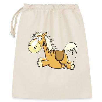 Happy Haflinger Fuchs Pferd I Reiter Geschenk - Geschenkbeutel aus Baumwolle (40 x 50 cm) - Natur - Vorne