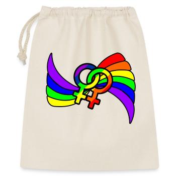 Regenbogen lesbies stolzes Logo - Geschenkbeutel aus Baumwolle (40 x 50 cm) - Natur - Vorne