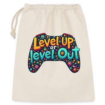 LEVELN SIE AUF ODER LEVELN SIE AUF, GAMING-ZITAT - Geschenkbeutel aus Baumwolle (40 x 50 cm) - Natur - Vorne