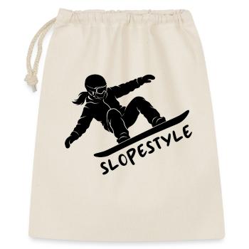 Slopestyle Snowboard Action Geschenk - Geschenkbeutel aus Baumwolle (40 x 50 cm) - Natur - Vorne