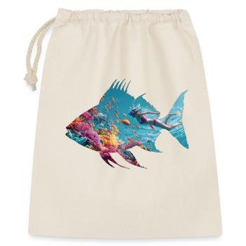 Underwater Fish Silhouette with Diver - Gift Bag 40 x 50 cm - nature - Front