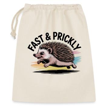 Bunter Sprint-Igel - Geschenkbeutel aus Baumwolle (40 x 50 cm) - Natur - Vorne