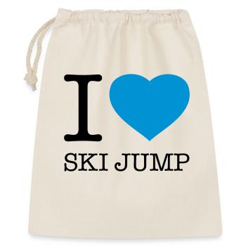 I LOVE SKI JUMP Skispringen - Geschenkbeutel aus Baumwolle (40 x 50 cm) - Natur - Vorne