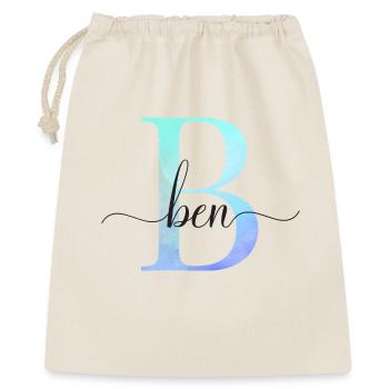 B| Monogramm | Name | Ben | Watercolor - Geschenkbeutel aus Baumwolle (40 x 50 cm) - Natur - Vorne