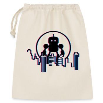 Roboter City Skyline – 3D Sci-Fi Zukunft Design - Geschenkbeutel aus Baumwolle (40 x 50 cm) - Natur - Vorne