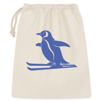 Minimalistischer Pinguin Skifahrer Winter Sport - Geschenkbeutel aus Baumwolle (40 x 50 cm) - Natur - Vorne