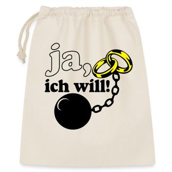 Junggesellenabschied , JGA ja ich will (25) - Geschenkbeutel aus Baumwolle (40 x 50 cm) - Natur - Vorne