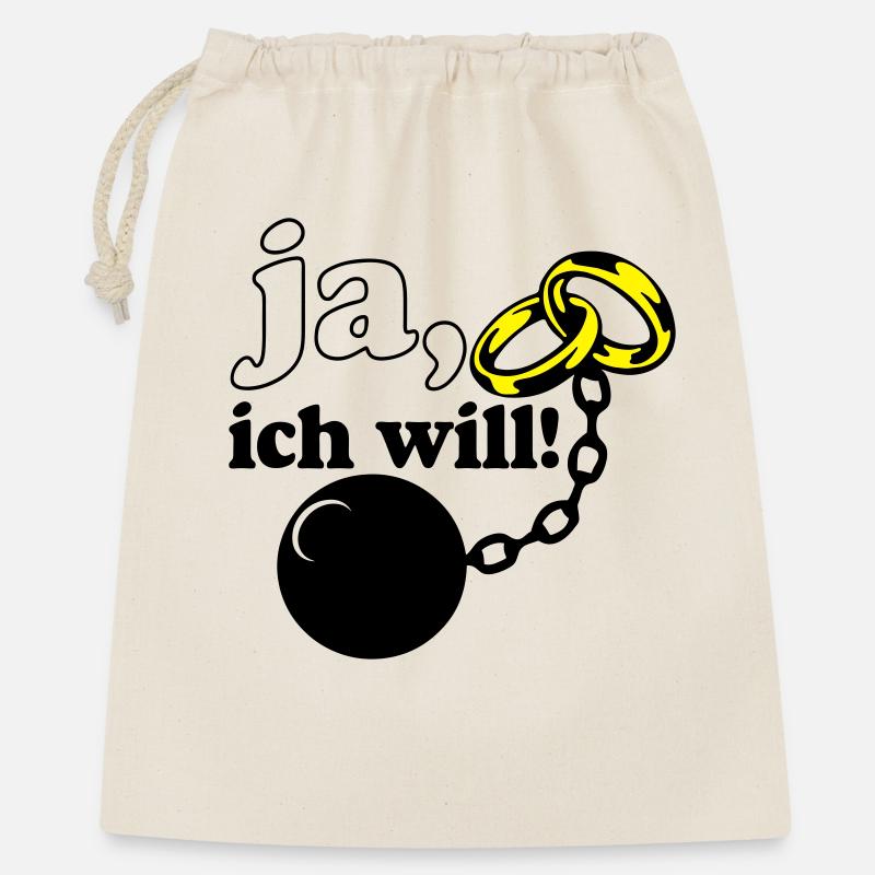 Junggesellenabschied , JGA ja ich will (25) - Geschenkbeutel aus Baumwolle (40 x 50 cm) - Natur