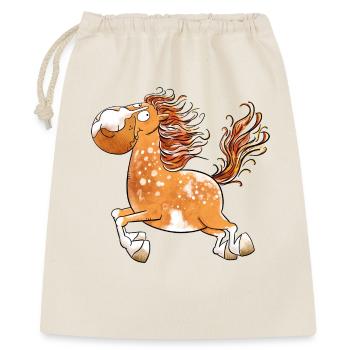 Flottes Pferd I Pferdemotiv Fun - Geschenkbeutel aus Baumwolle (40 x 50 cm) - Natur - Vorne