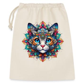 Katze mit Mandalas verziert - Geschenkbeutel aus Baumwolle (40 x 50 cm) - Natur - Vorne