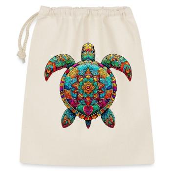 Meeresschildkröte mit Mandalas verziert - Geschenkbeutel aus Baumwolle (40 x 50 cm) - Natur - Vorne