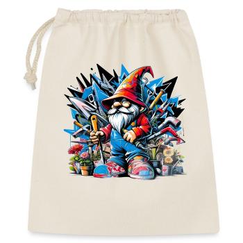 Nain de jardin coloré et vivant entouré d’outils - Sac cadeau 40 x 50 cm - nature - Devant