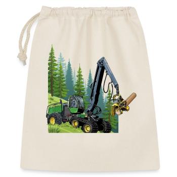 Harvester, Holzvollernter im Wald - Geschenkbeutel aus Baumwolle (40 x 50 cm) - Natur - Vorne