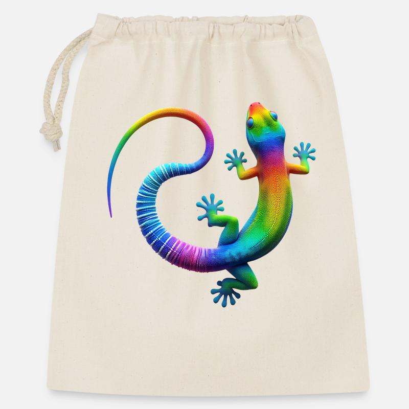 Regnbue Gekko - Gavepose 40 x 50 cm - natur