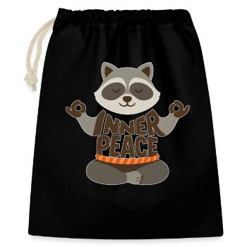 Waschbär Yoga Inner Peace meditierend - Geschenkbeutel aus Baumwolle (40 x 50 cm) - Schwarz - Vorne