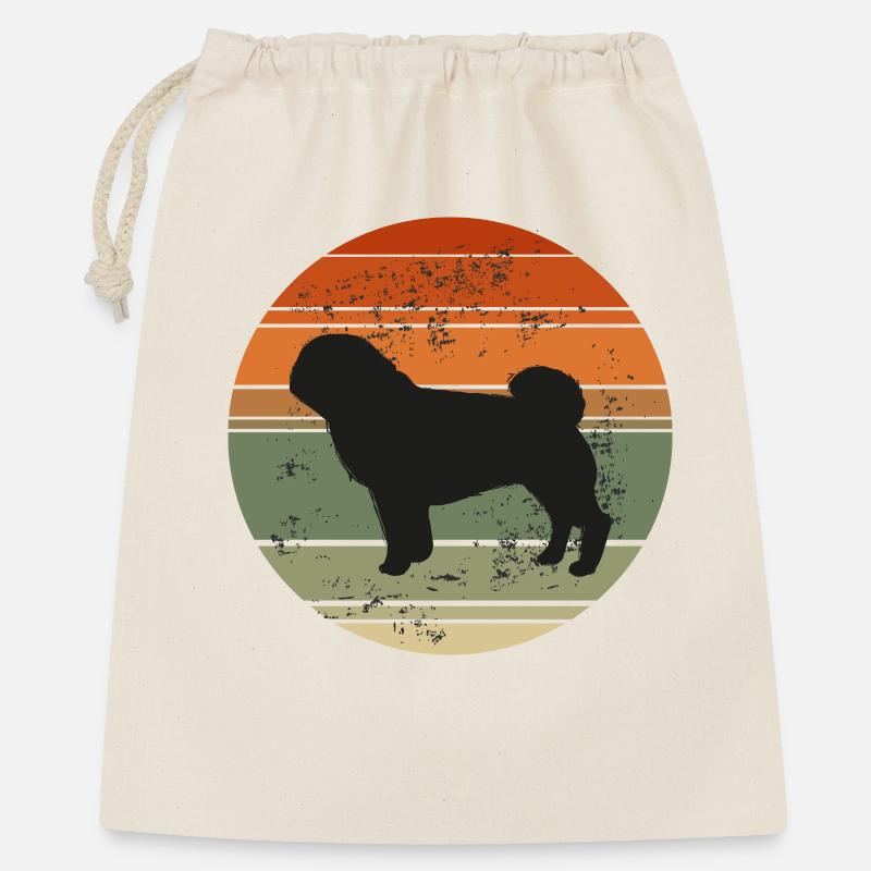 Silhouette de chien rétro coucher de soleil - Sac cadeau 40 x 50 cm - nature