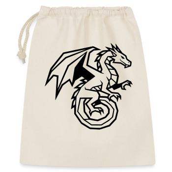 Mächtiger Drache | Schwarzes Tribal Tattoo - Geschenkbeutel aus Baumwolle (40 x 50 cm) - Natur - Vorne