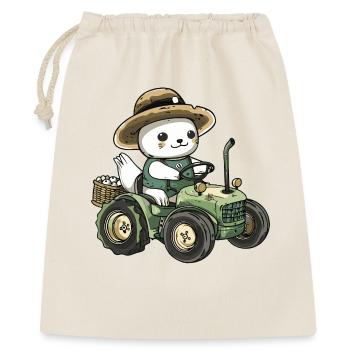 Robbe Tier Traktor Farmer - Geschenkbeutel aus Baumwolle (40 x 50 cm) - Natur - Vorne