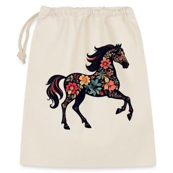 Fleurs Chevaux Ornements floraux Silhouette du cheval - Sac cadeau 40 x 50 cm - nature - Devant
