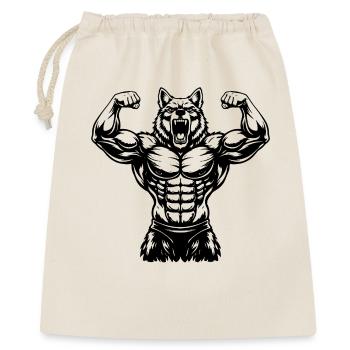 Muscular Wolf Bodybuilder Illustration - Gift Bag 40 x 50 cm - nature - Front