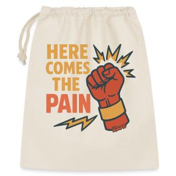 Faust mit Here Comes The Pain Schriftzug - Geschenkbeutel aus Baumwolle (40 x 50 cm) - Natur - Vorne