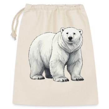 Polar Bär Illustration Graustufen - Geschenkbeutel aus Baumwolle (40 x 50 cm) - Natur - Vorne
