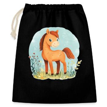 Horse on meadow - Gift Bag 40 x 50 cm - black - Front
