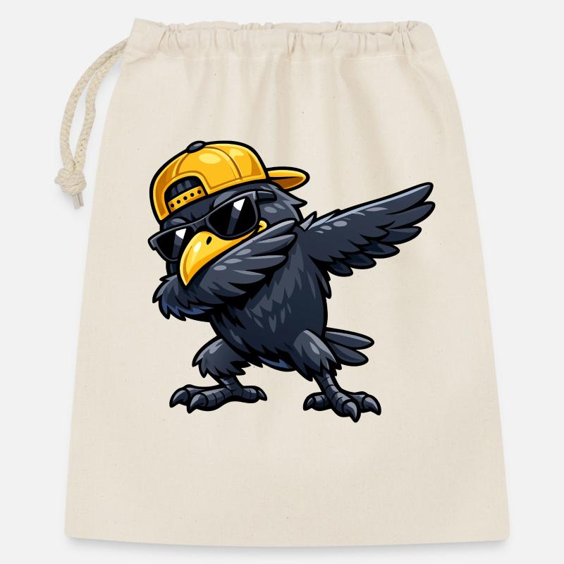 Dabbing Raven - Geschenkbeutel aus Baumwolle (40 x 50 cm) - Natur