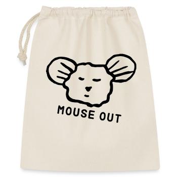 Süße Maus "mouse out" cooler Spruch - Geschenkbeutel aus Baumwolle (40 x 50 cm) - Natur - Vorne