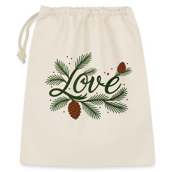 Lettrage d’amour avec des branches de sapin hivernales - Sac cadeau 40 x 50 cm - nature - Devant