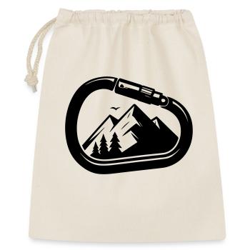 Karabiner & Berge – Outdoor Connection - Geschenkbeutel aus Baumwolle (40 x 50 cm) - Natur - Vorne