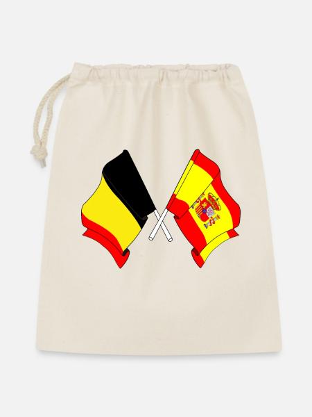 Flagge Belgien, Flagge Spanien - Geschenkbeutel aus Baumwolle (40 x 50 cm) - Natur