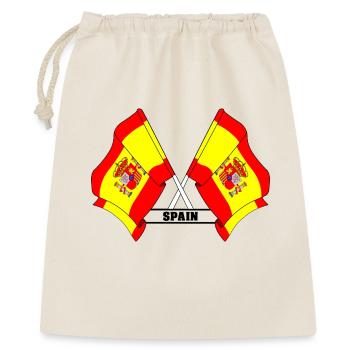 Gekreuzte spanische Flaggen mit SPANIEN - Geschenkbeutel aus Baumwolle (40 x 50 cm) - Natur - Vorne