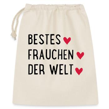 Bestes Frauchen der Welt - Geschenkbeutel aus Baumwolle (40 x 50 cm) - Natur - Vorne