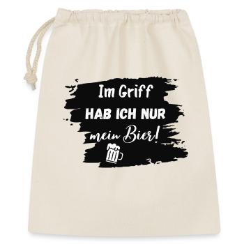Im Griff hab ich nur mein Bier! - Geschenkbeutel aus Baumwolle (40 x 50 cm) - Natur - Vorne