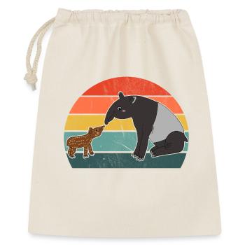 Tapir Famille Mère Enfant Bébé Vintage Cadeau - Sac cadeau 40 x 50 cm - nature - Devant