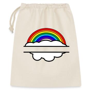 Regenbogenwolken-Namensbanner - Geschenkbeutel aus Baumwolle (40 x 50 cm) - Natur - Vorne