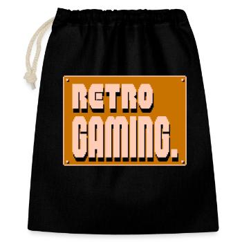 Retro-Gaming-Pixelkunst - Geschenkbeutel aus Baumwolle (40 x 50 cm) - Schwarz - Vorne