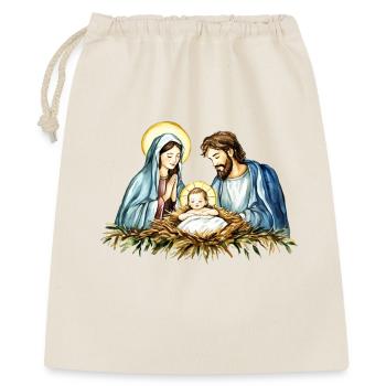 Weihnachtspullover Weihnachten an der Krippe Jesus - Geschenkbeutel aus Baumwolle (40 x 50 cm) - Natur - Vorne