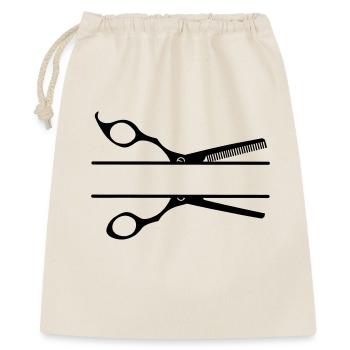 Bannière texte logo coiffeur peigne ciseaux - Sac cadeau 40 x 50 cm - nature - Devant