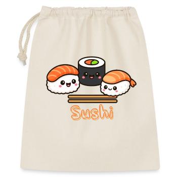 Kawaii Sushi Illustration – süßes Asia Design - Geschenkbeutel aus Baumwolle (40 x 50 cm) - Natur - Vorne