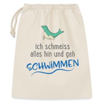 Schwimmen - Geschenkbeutel aus Baumwolle (40 x 50 cm) - Natur - Vorne