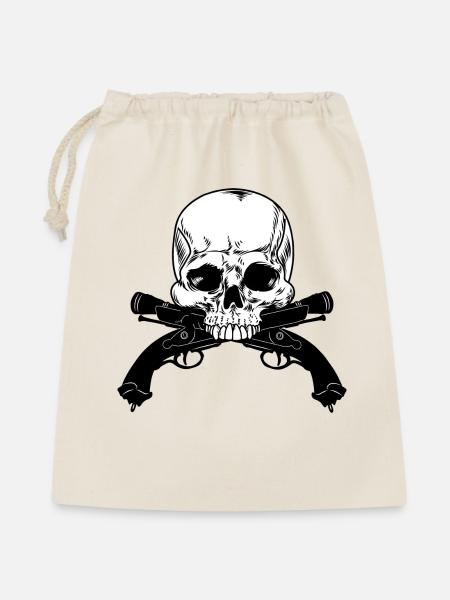 Totenkopfpistolen-Duell - Geschenkbeutel aus Baumwolle (40 x 50 cm) - Natur